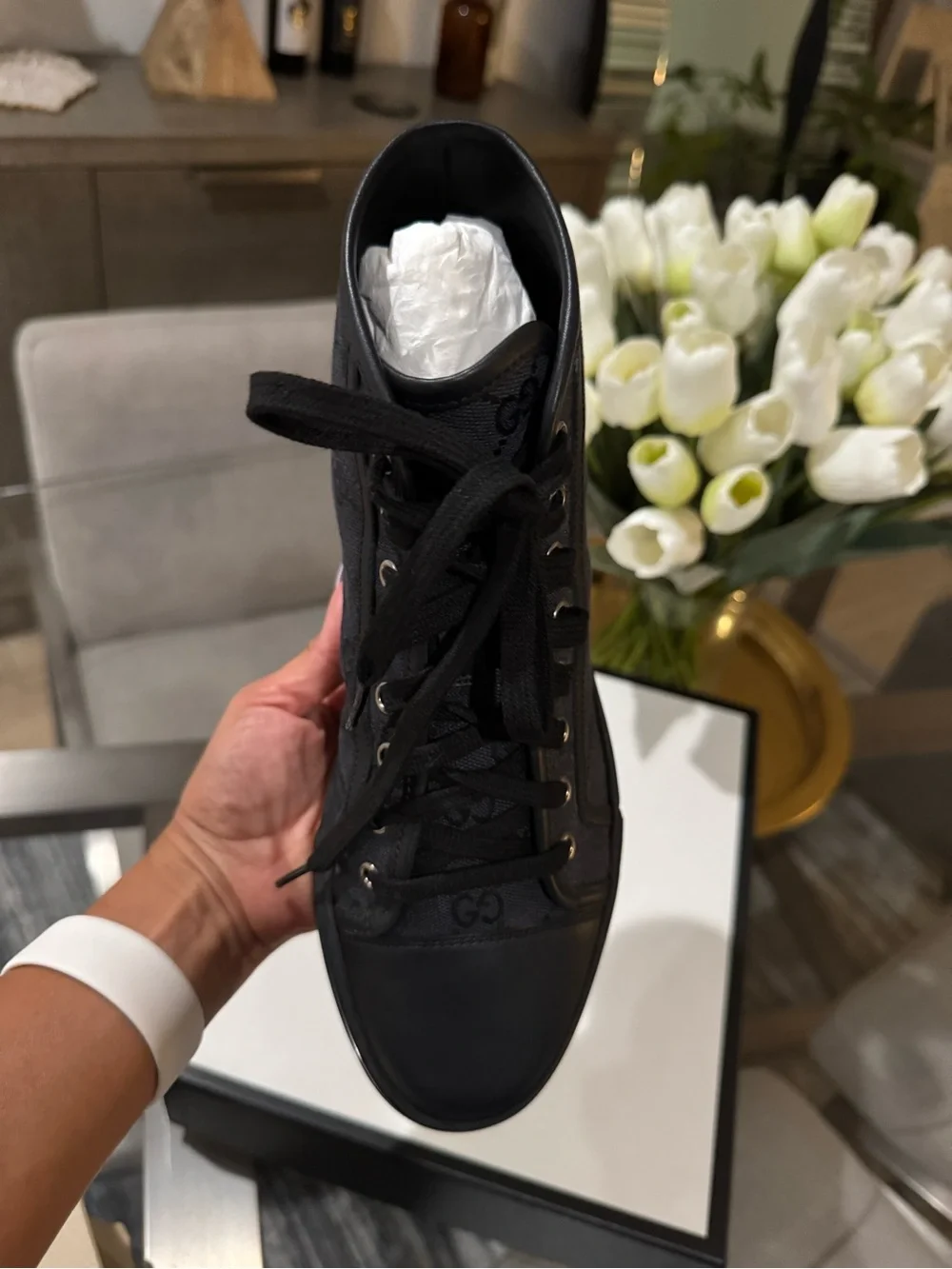 Gucci Black High-Top GG Canvas Sneaker